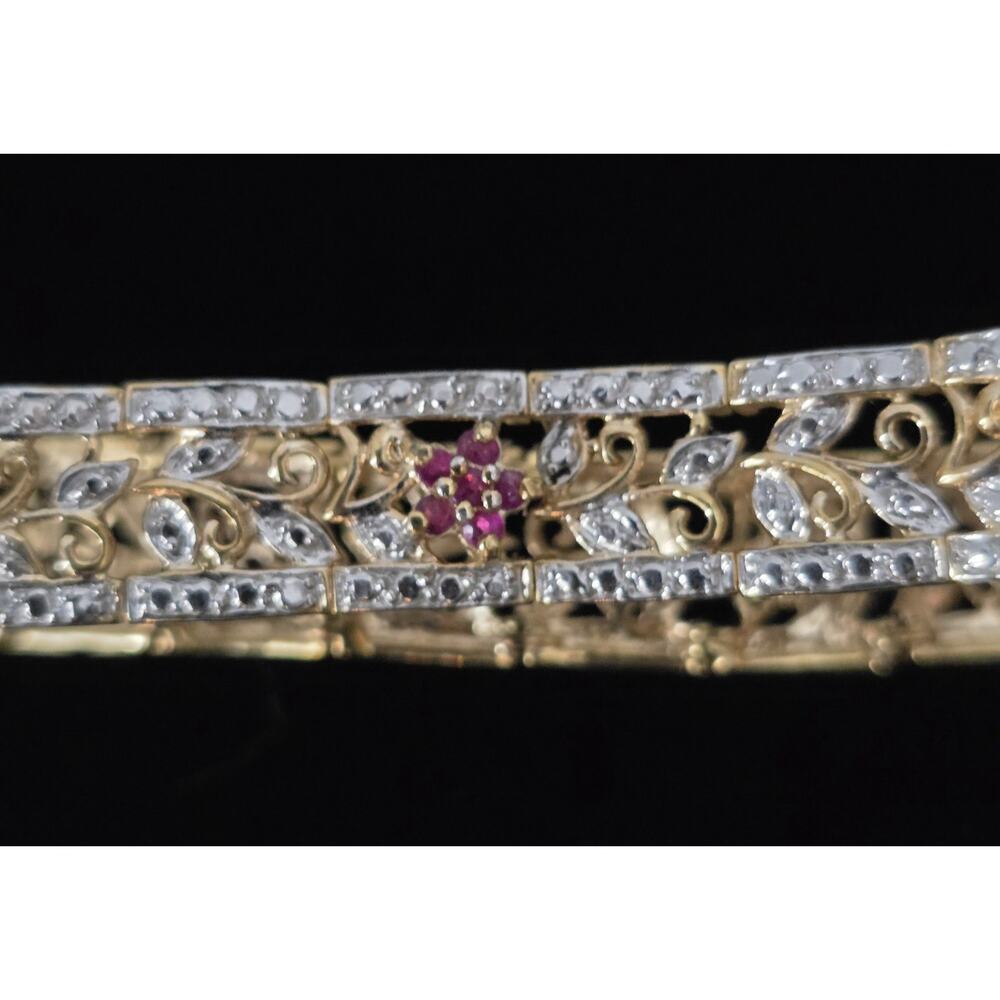 Ross Simons 925 Sterling Silver Gold Vermeil Ruby Emerald Sapphire Bracelet 7.5" - Picture 10 of 16